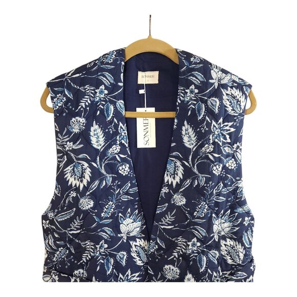 NWT Sonmer Quilted Floral Print Belted Long Vest Cottagecore Women's Small - Picture 8 of 12